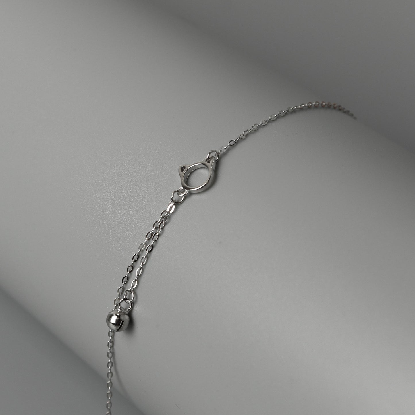 FALVION S925 Silver Hollow Cat Simple Bell for Women Men Bracelet