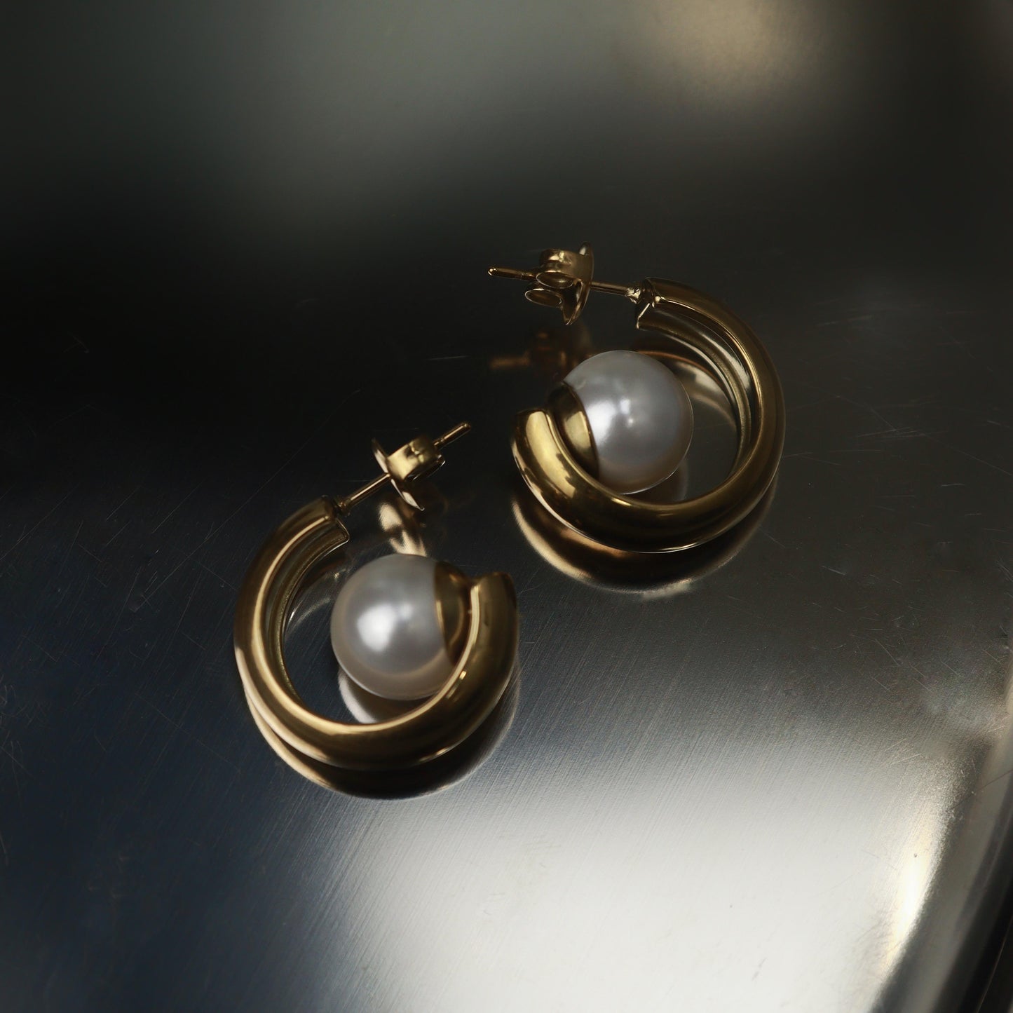 BONBON Synthetic Pearl Big C Drop Earrings For Women's