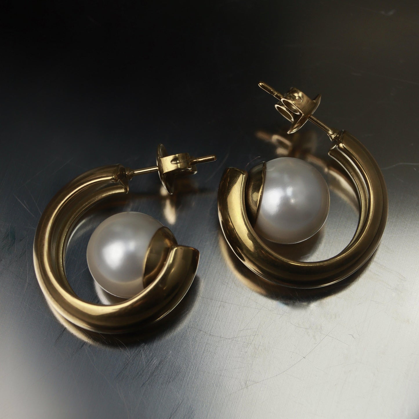 BONBON Synthetic Pearl Big C Drop Earrings For Women's
