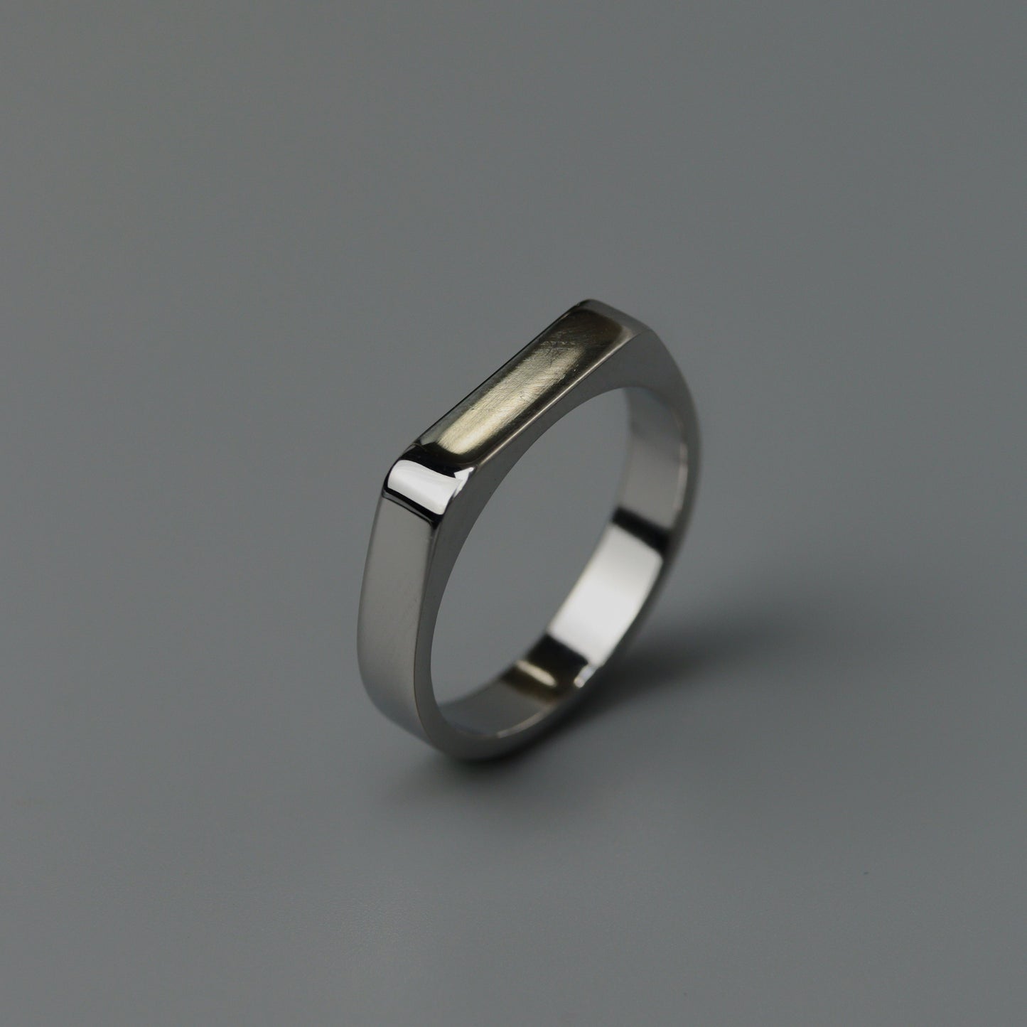 Men Jewelry NOAH Silver Plain Tiny Rectangle Ring Fashion For Men's