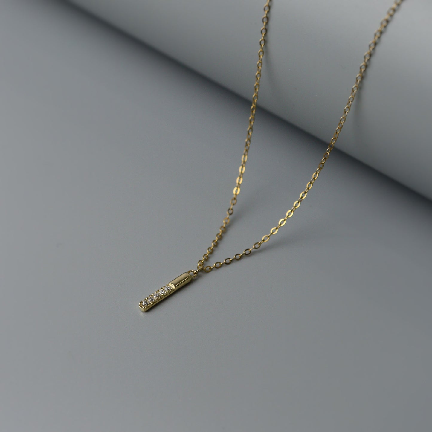 LINER S925 Silver Vermeil Mini Bar Pendant Chain Necklace for Women