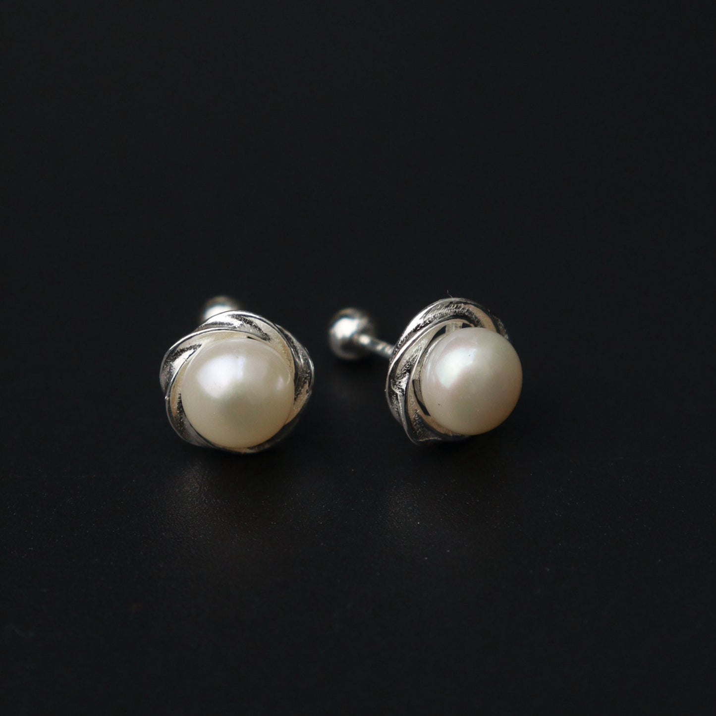 COREA S925 Silver Synthetic Pearl Stud Earrings Women's
