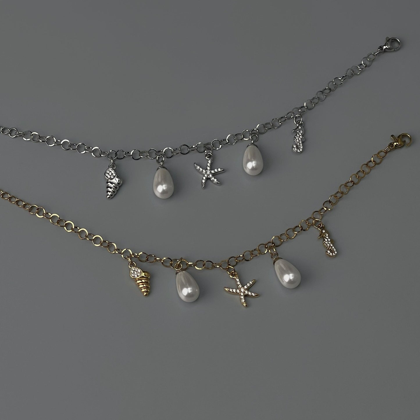 CAMAYA Gld/Silver Synthetic Pearl Summer Bracelet for Women