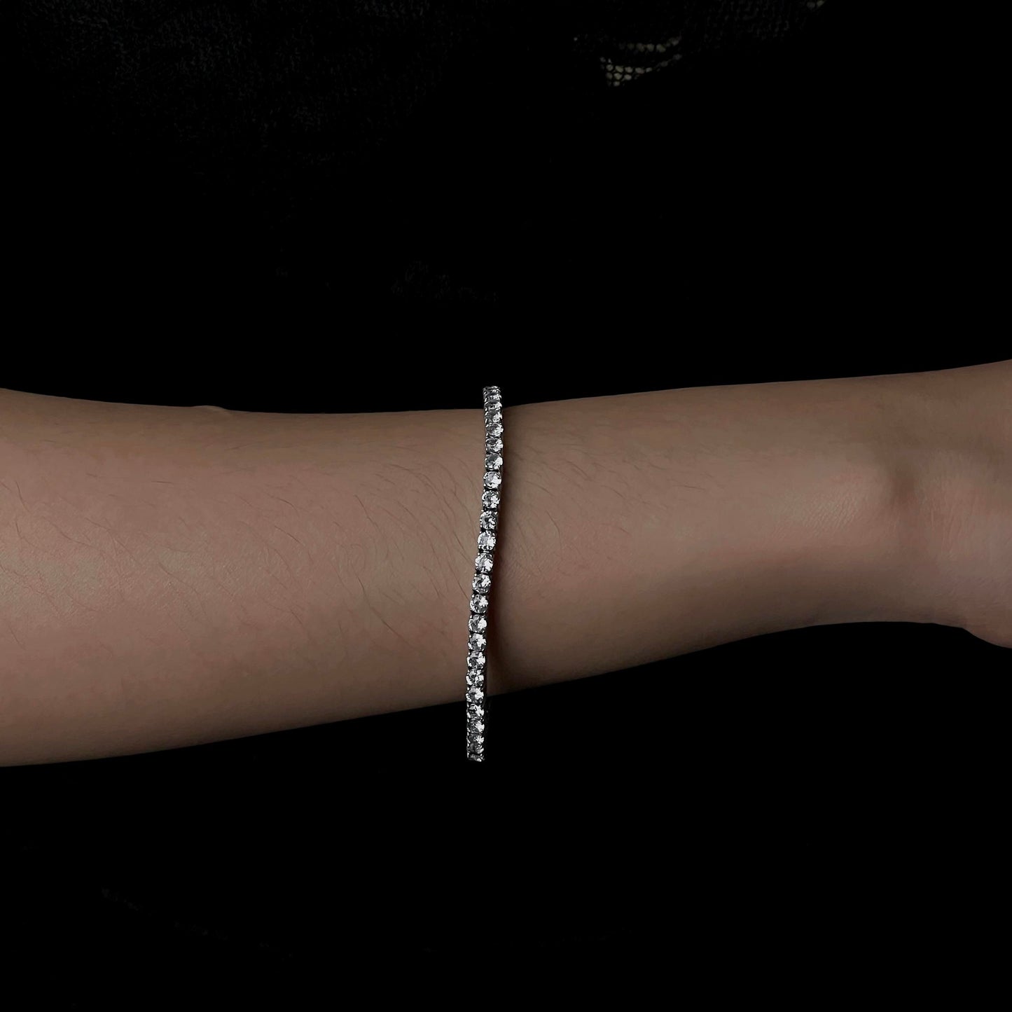 MONDE Gld/Silver Tennis Round Link Bracelet Full Embedded Fashion For Women