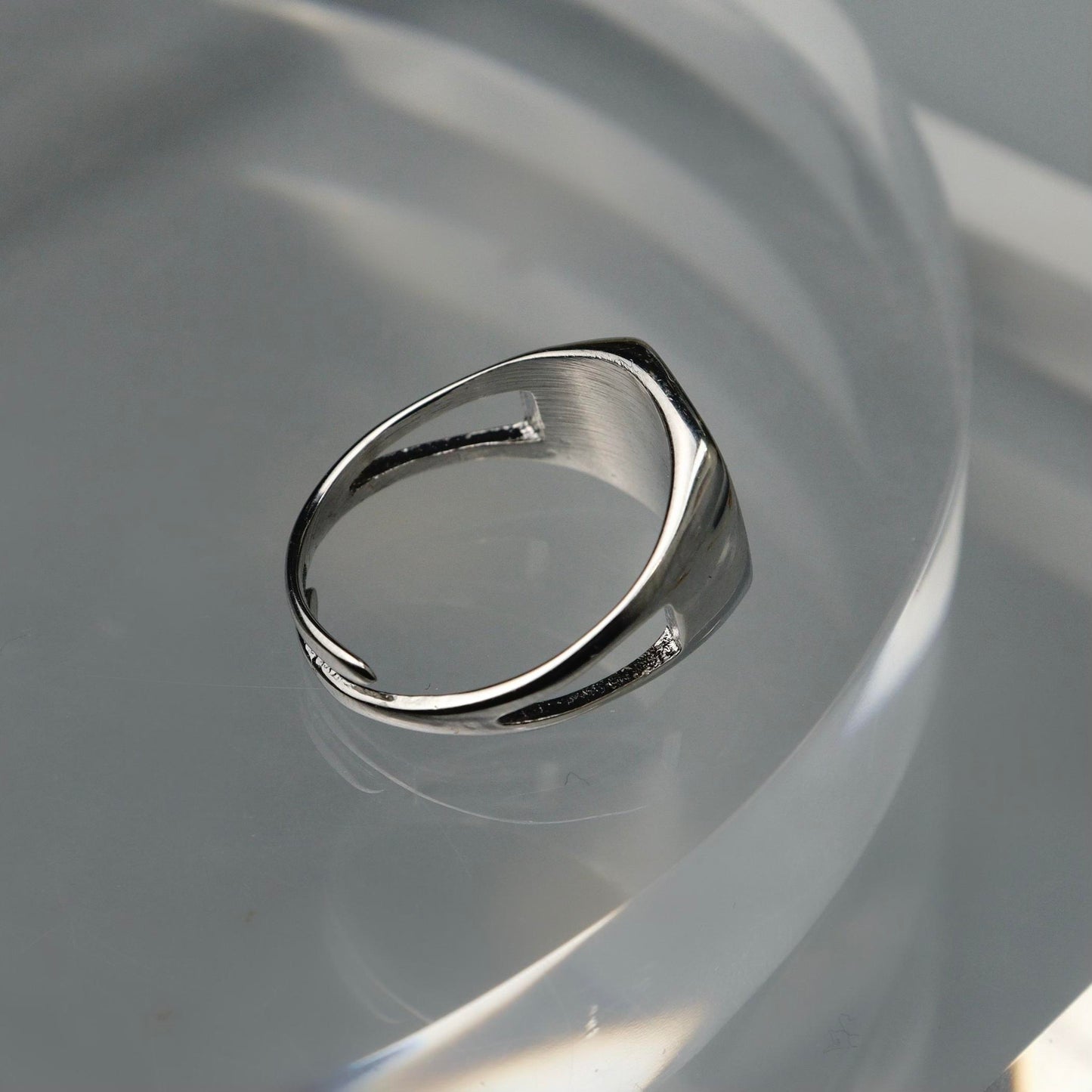 IZHA Gld/Silver Square Centered Embedded Adjustable Ring