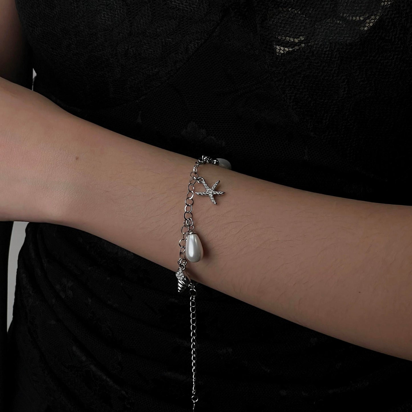 CAMAYA Gld/Silver Synthetic Pearl Summer Bracelet for Women