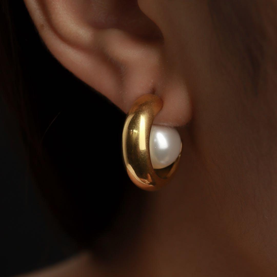 BONBON Synthetic Pearl Big C Drop Earrings For Women's