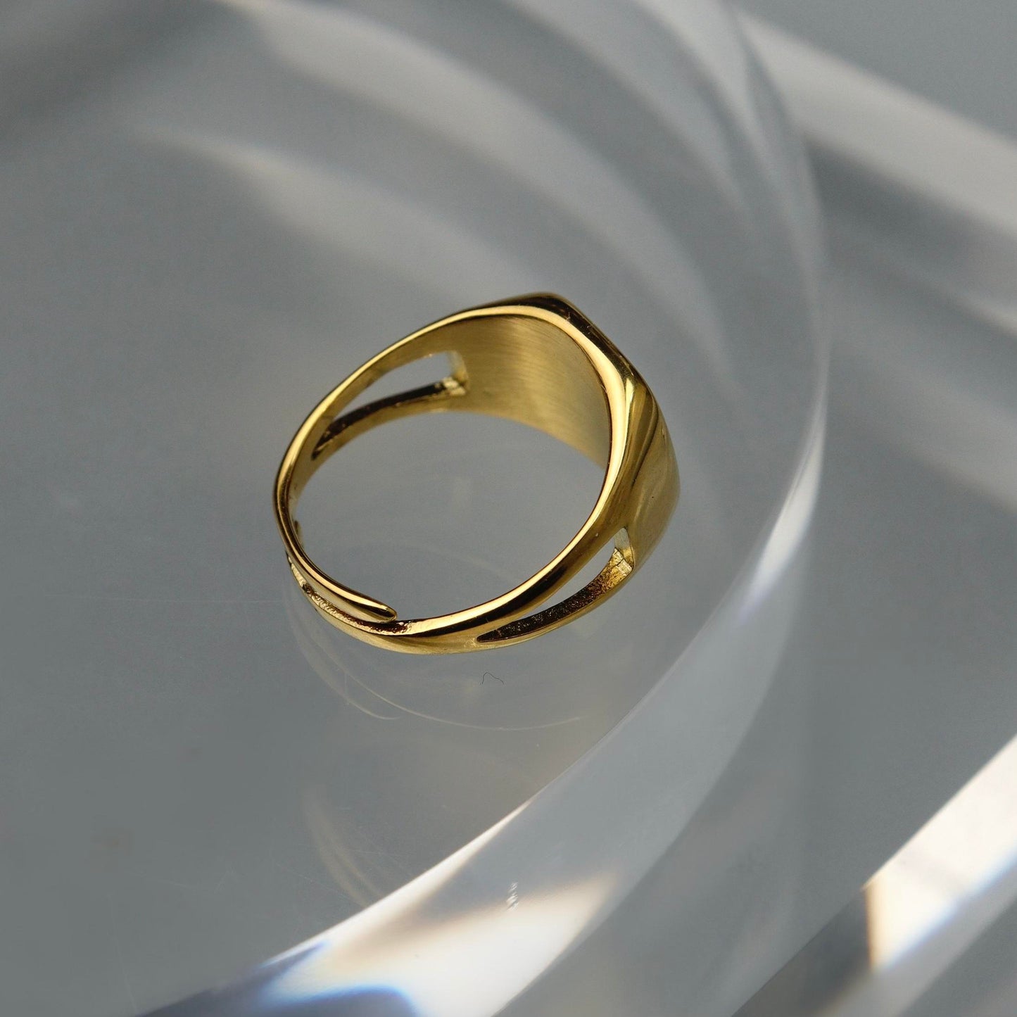 IZHA Gld/Silver Square Centered Embedded Adjustable Ring