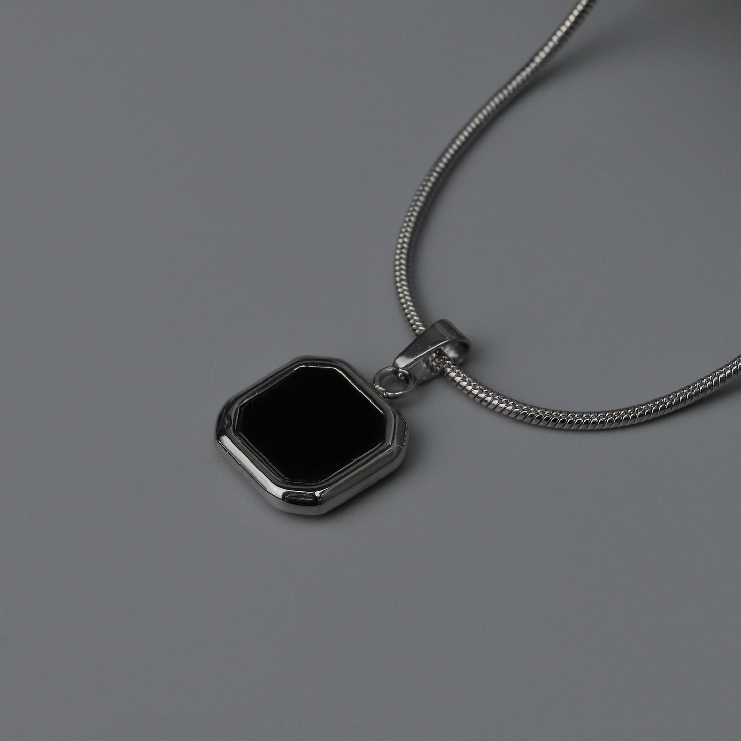 Men Jewelry FRYZER Black Square Silver Types Chain Necklace For Men's