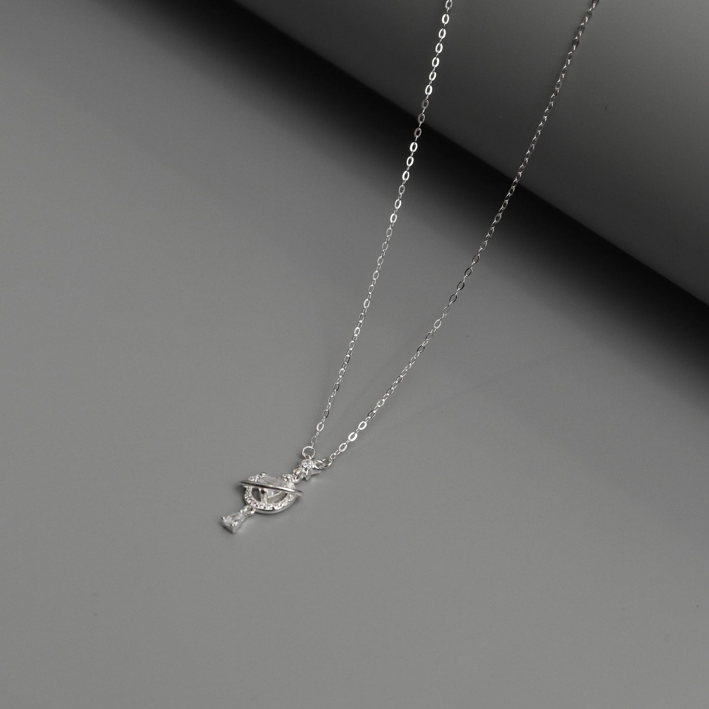 AURORA S925 Silver Galaxy Saturn Lite Pendant Chain Necklace for Women