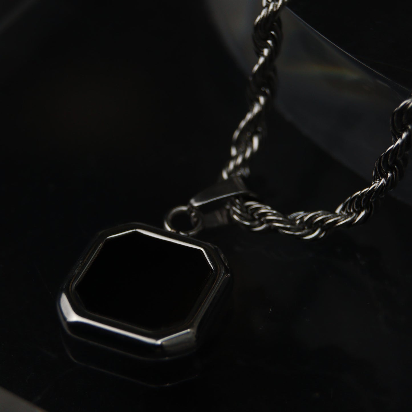 Men Jewelry FRYZER Black Square Silver Types Chain Necklace For Men's