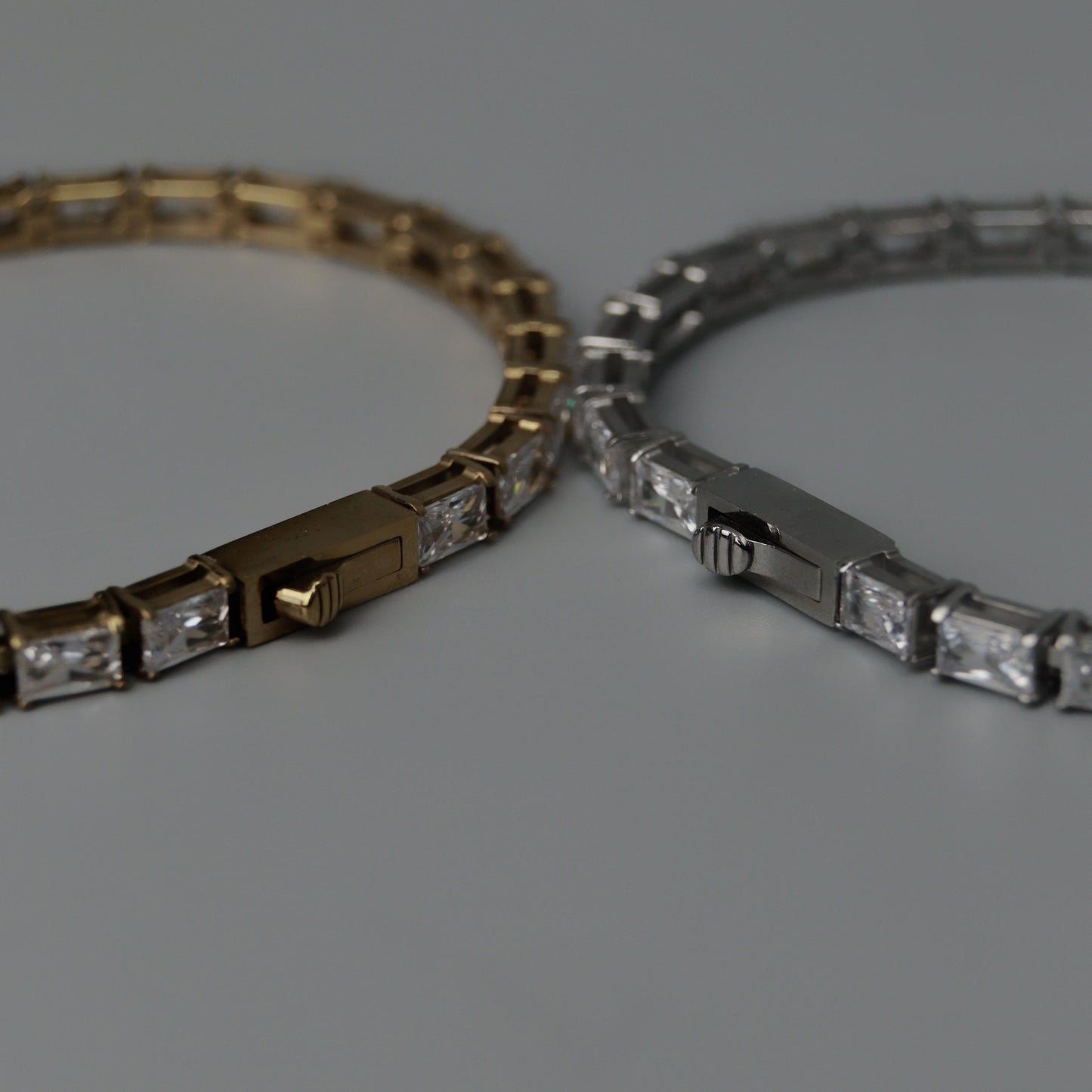 Men Jewelry FINN Gld/Silver Tennis Rectangle Link Bracelet Full Embedded Fashion For Men's