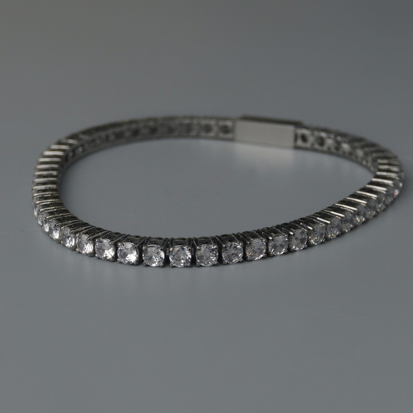 MONDE Gld/Silver Tennis Round Link Bracelet Full Embedded Fashion For Women
