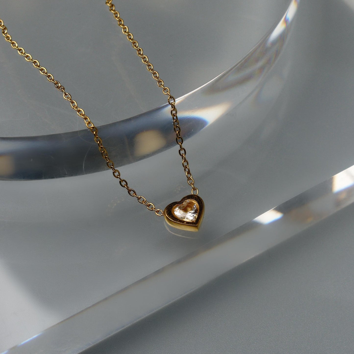 BIANNI Mini Heart Embedded Pendant Chain Necklace for Women