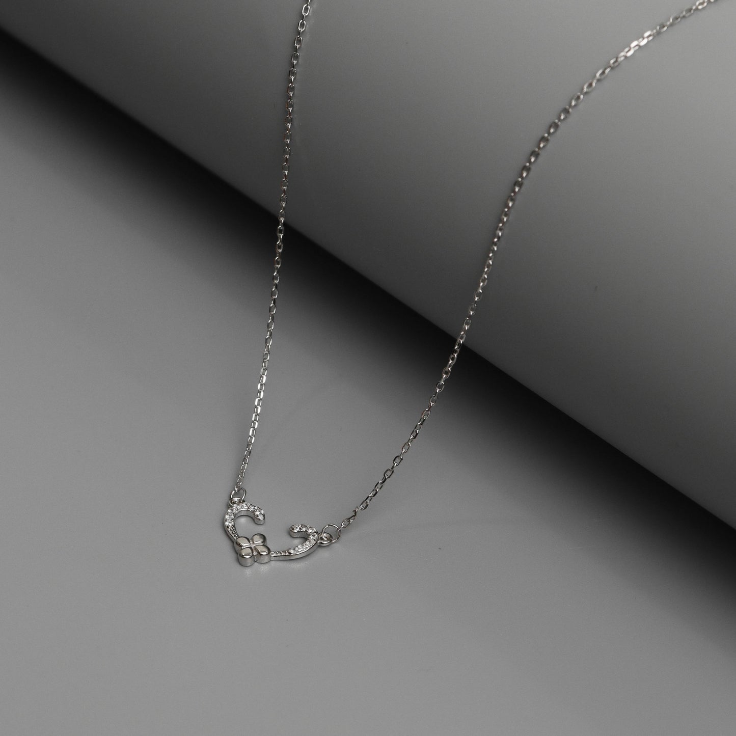 BENNETT S925 Silver Open Heart Flower Pendant Chain Necklace for Women