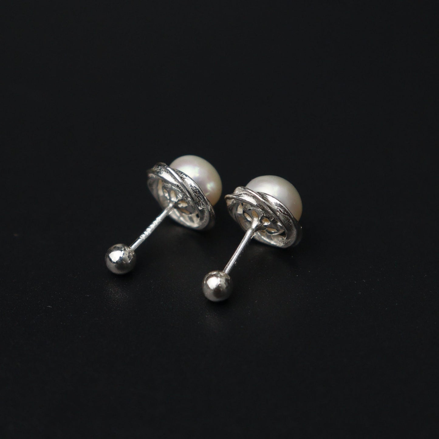 COREA S925 Silver Synthetic Pearl Stud Earrings Women's
