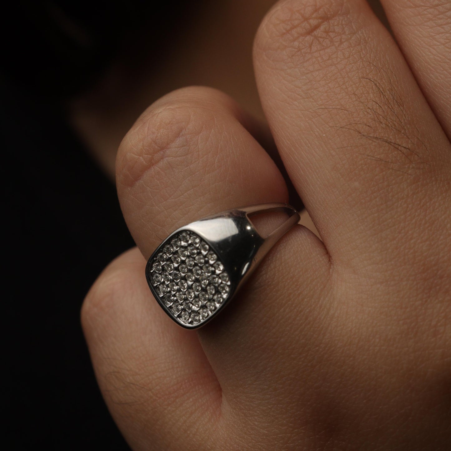 IZHA Gld/Silver Square Centered Embedded Adjustable Ring