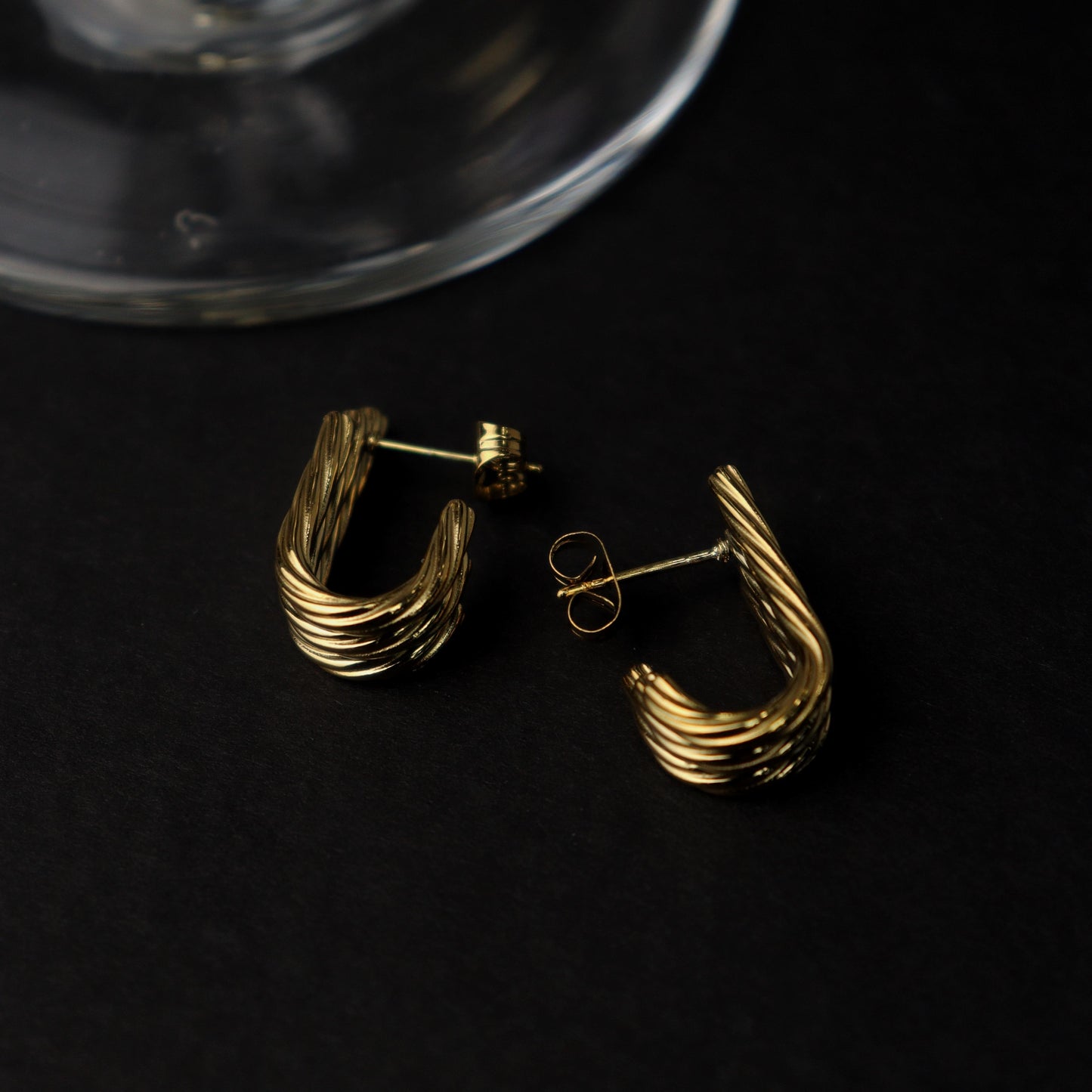 GALE 3 Layered Twisted J-Shaped Stud Earrings