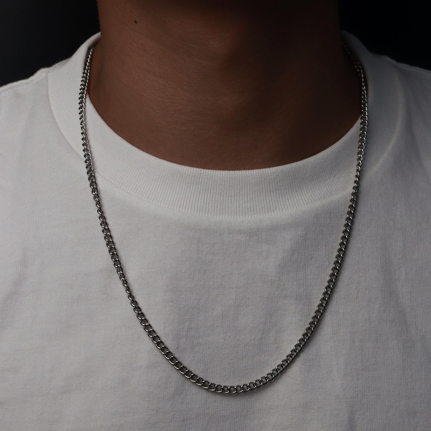 Men Jewelry SON Small Buckle Silver Chain Necklace For Men's