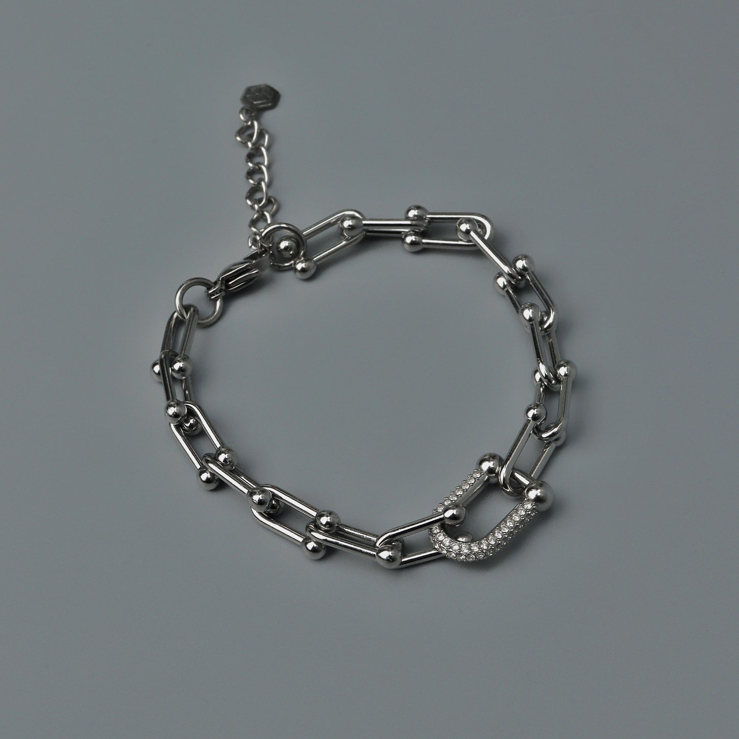 Silver BENICE Centered U Full Embedded Hollow Buckle Bracelet Fashion For Women