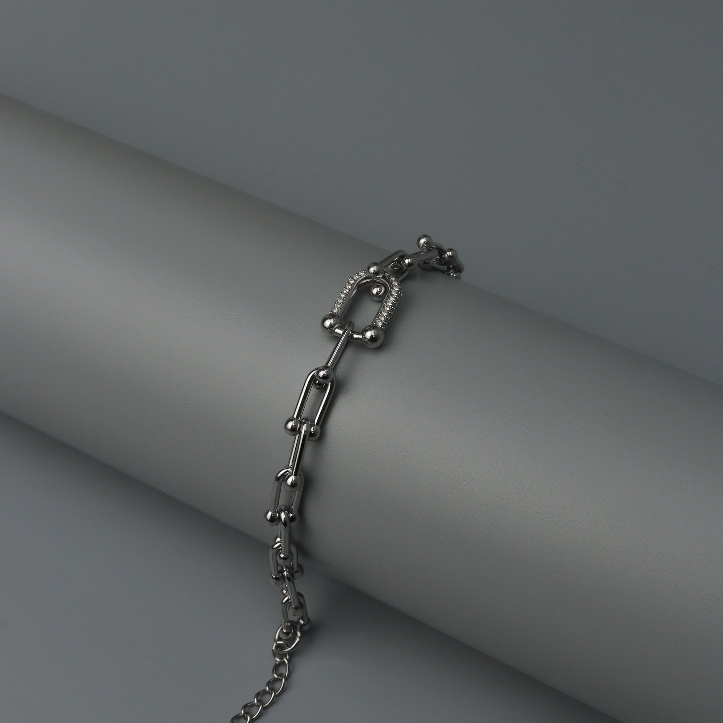 Silver BENICE Centered U Full Embedded Hollow Buckle Bracelet Fashion For Women