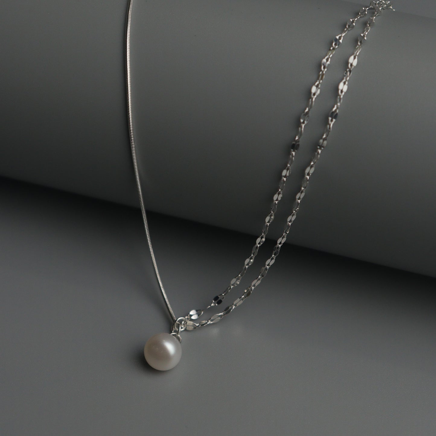 SORSHA S925 Silver Fresh Water Pearl Pendant Triple Dancing Necklace