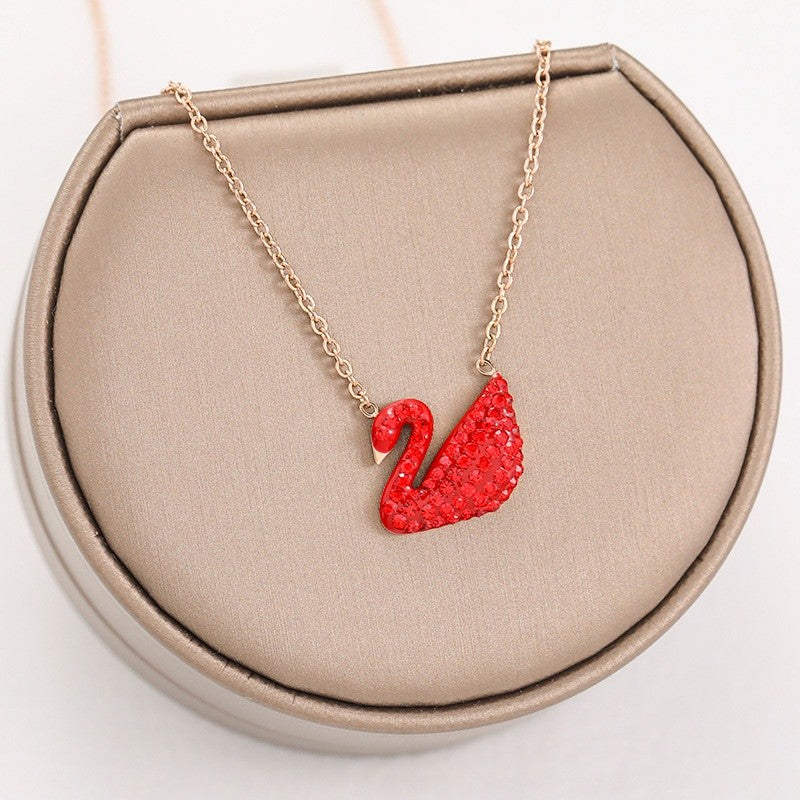 ALINA Rose Gold Plated Swan Pendant Chain Necklace