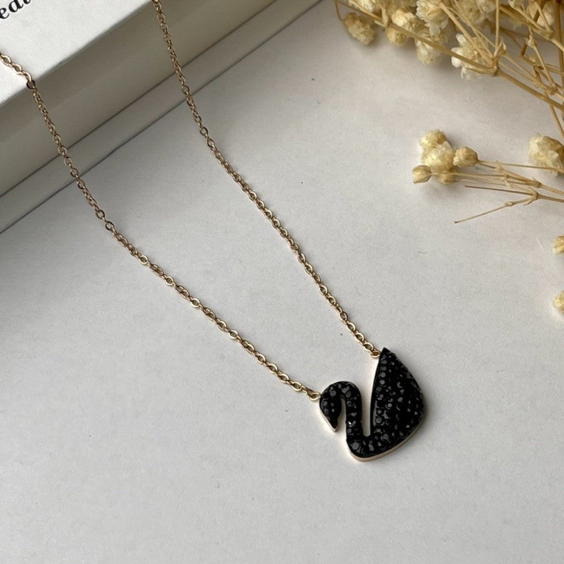 ALINA Gold Plated Swan Pendant Chain Necklace Fashion