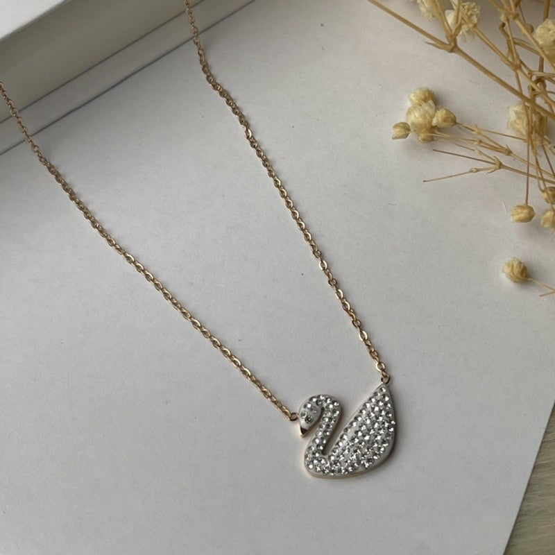 ALINA Gold Plated Swan Pendant Chain Necklace Fashion