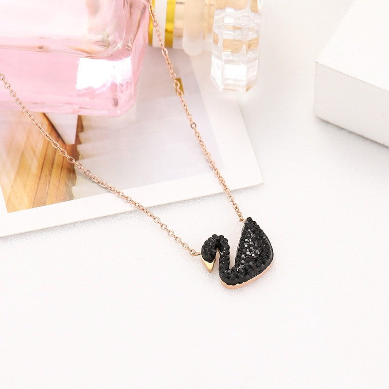 ALINA Rose Gold Plated Swan Pendant Chain Necklace