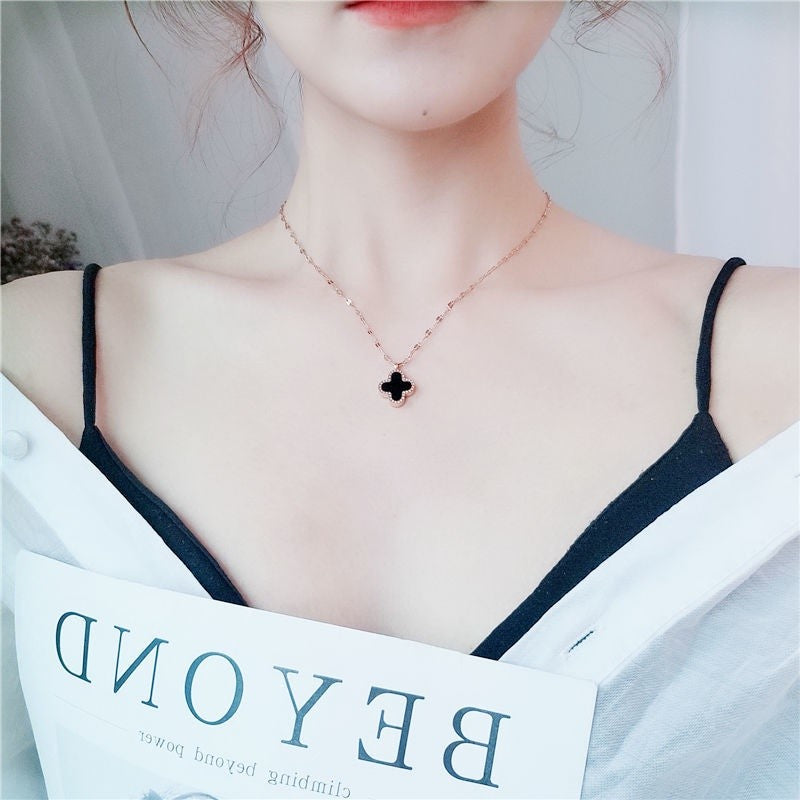 ALINA Rose Gold Plated Swan Pendant Chain Necklace