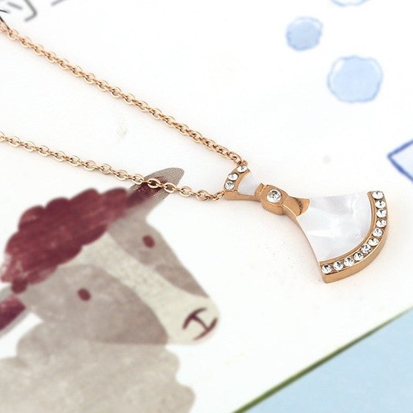 SKYLAR Rose Gold Fan Shape Pendant Chain Necklace