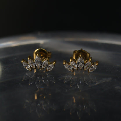 ECLAIR Small Curve Oval Shape Stud Earrings For Women's