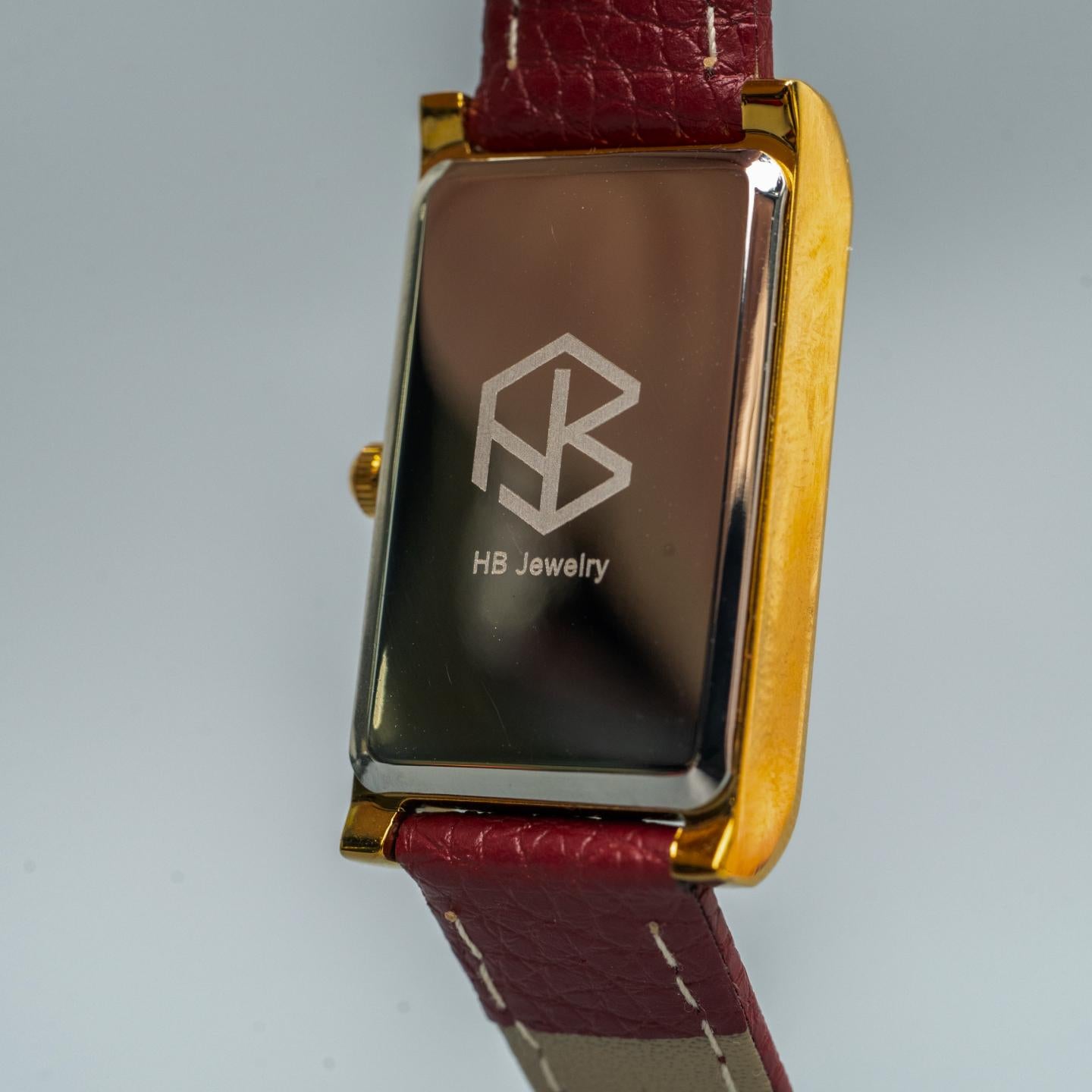 DANIELLA Maroon Rectangular Leather Women’s Fashion Watch