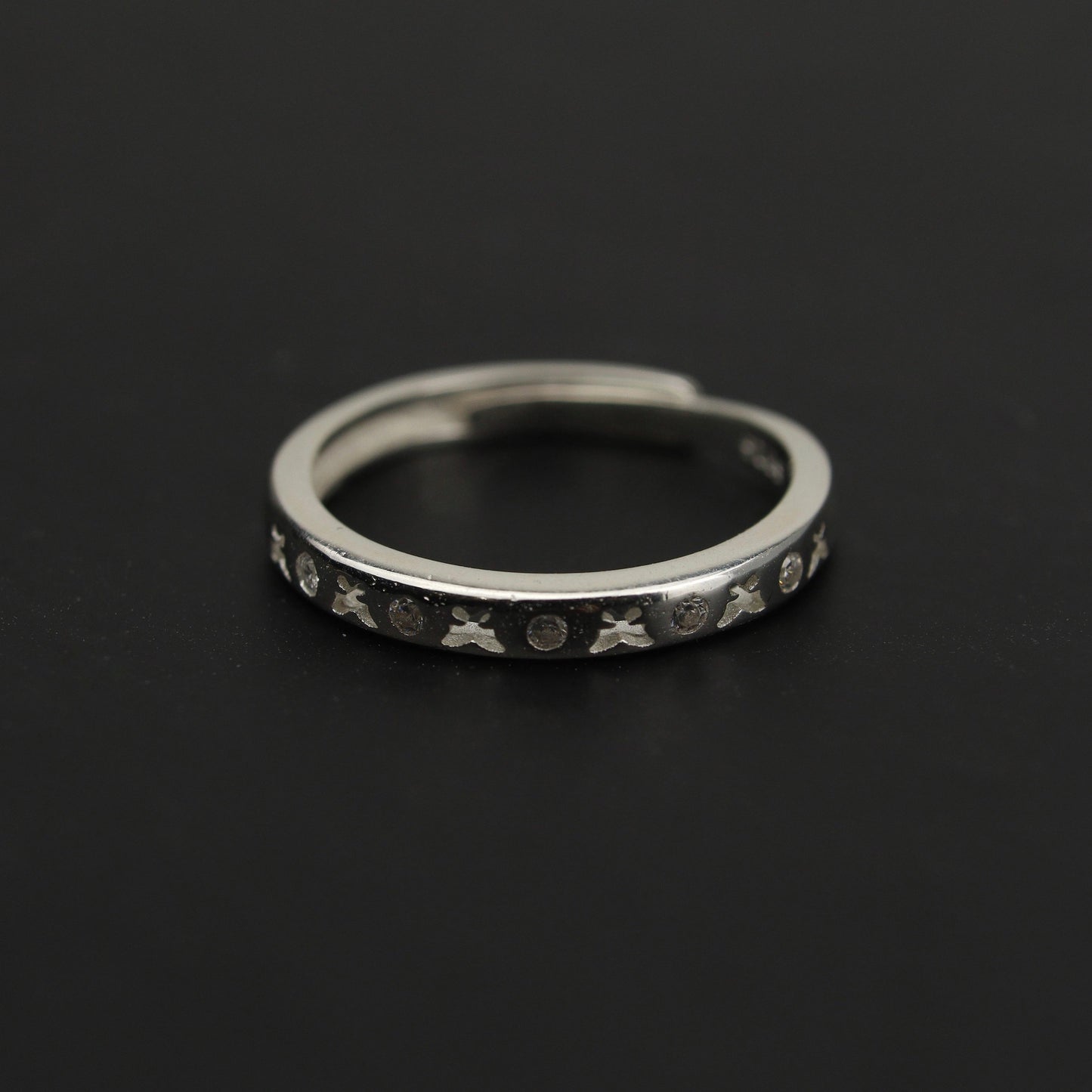 ECHO S925 Silver Engraved Butterfly Adjustable Ring for Women