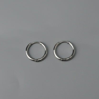 RADHA Silver/Black Small Thin Hinged Hoop Earrings Women's