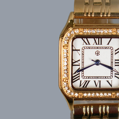 FROSELIX Gold Ice Square Roman Numerical Women's Minimalist Fashion Watch
