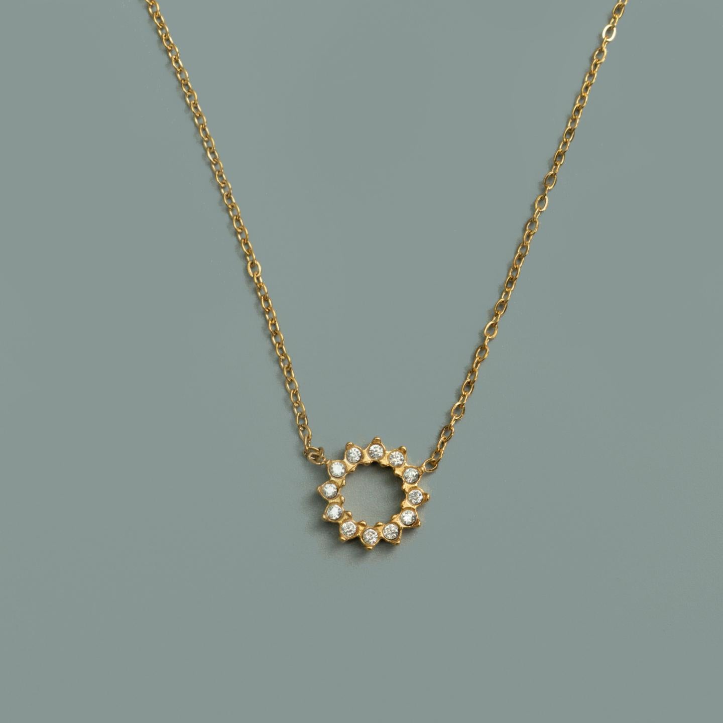 LUAN Sun Disc Pendant Chain Necklace For Women's