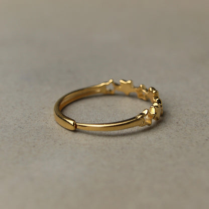 TWINKLE S925 Silver Vermeil Hollow Stars Thin Adjustable Ring for Women