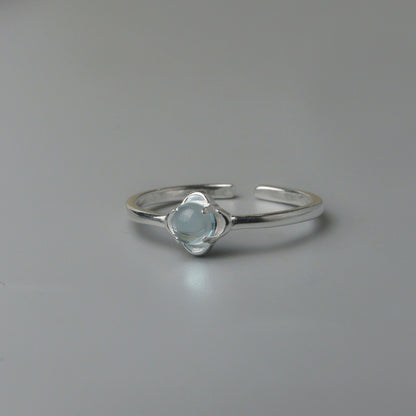 RELLA S925 Silver Round Lucky Design Adjustable Ring