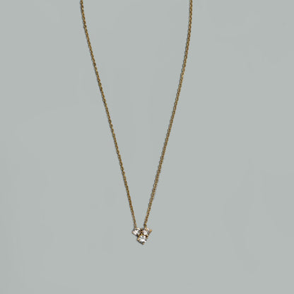QIN Round Trio Stone Pendant Chain Necklace For Women's Non Tarnish Non Fading Hypoallergenic