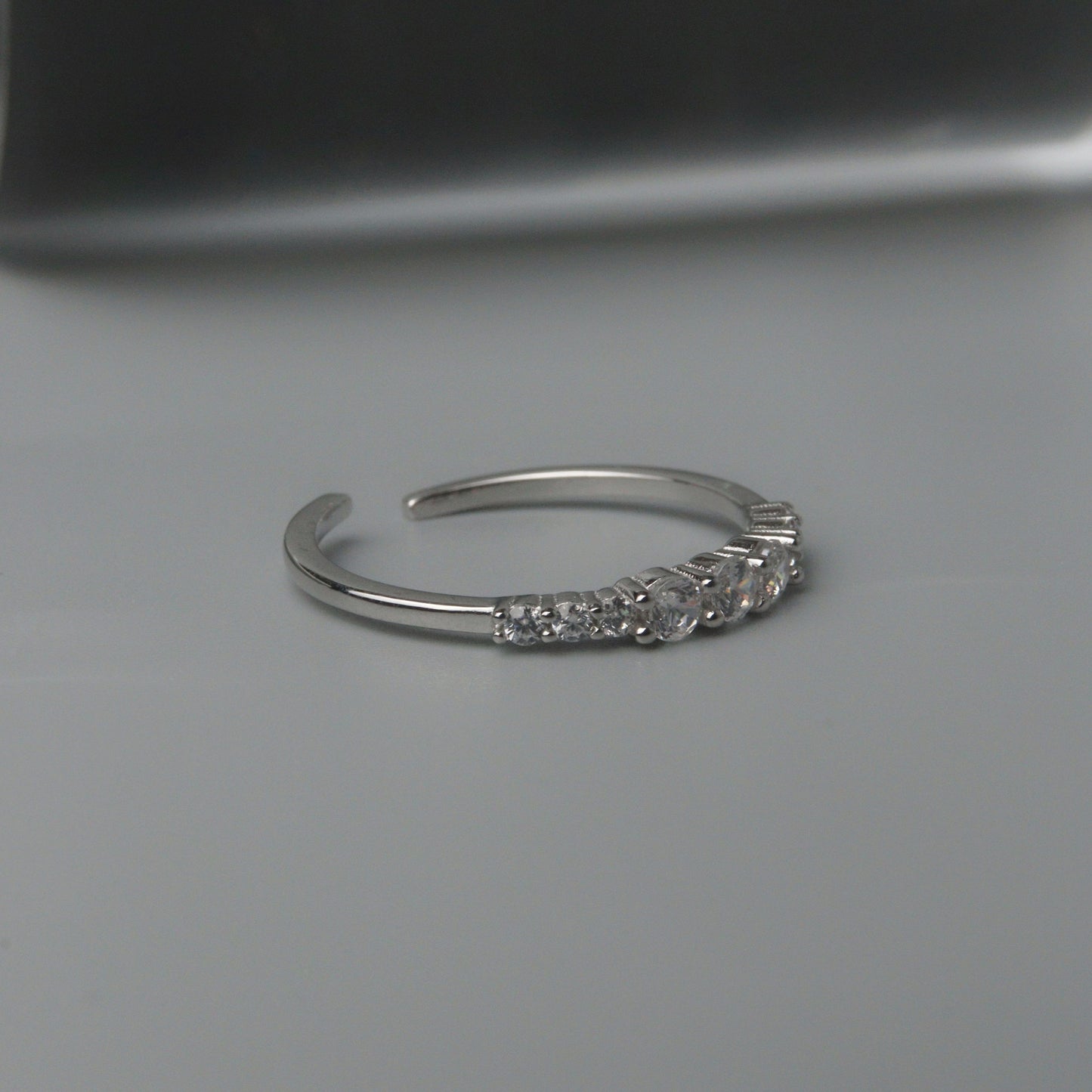 PALMER S925 Silver Center Embedded Open Adjustable Ring