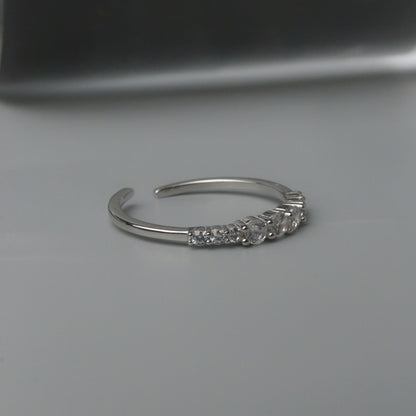 PALMER S925 Silver Center Embedded Open Adjustable Ring