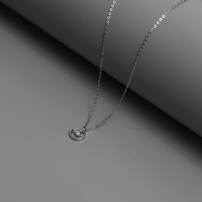 CERES S925 Silver Galaxy Crescent Moon Pendant Chain Necklace for Women