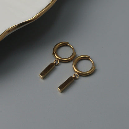 MARINE Small Bar Drop Huggie Earrings