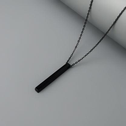 Men Jewelry RYDER Black Vertical Bar Pendant Chain Necklace For Men's