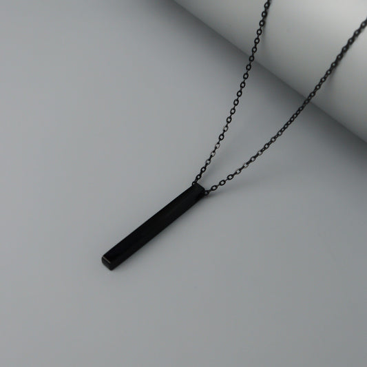 Men Jewelry RYDER Black Vertical Bar Pendant Chain Necklace For Men's