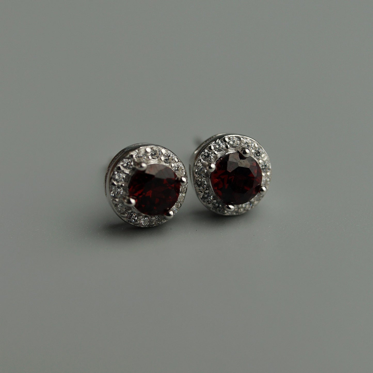 Pawnable  Rhodolite Garnet Gemstone S925 Silver Stud Earrings with AGCL Certification