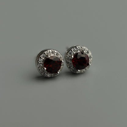 Pawnable  Rhodolite Garnet Gemstone S925 Silver Stud Earrings with AGCL Certification