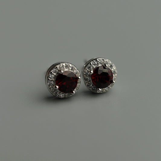 Pawnable  Rhodolite Garnet Gemstone S925 Silver Stud Earrings with AGCL Certification